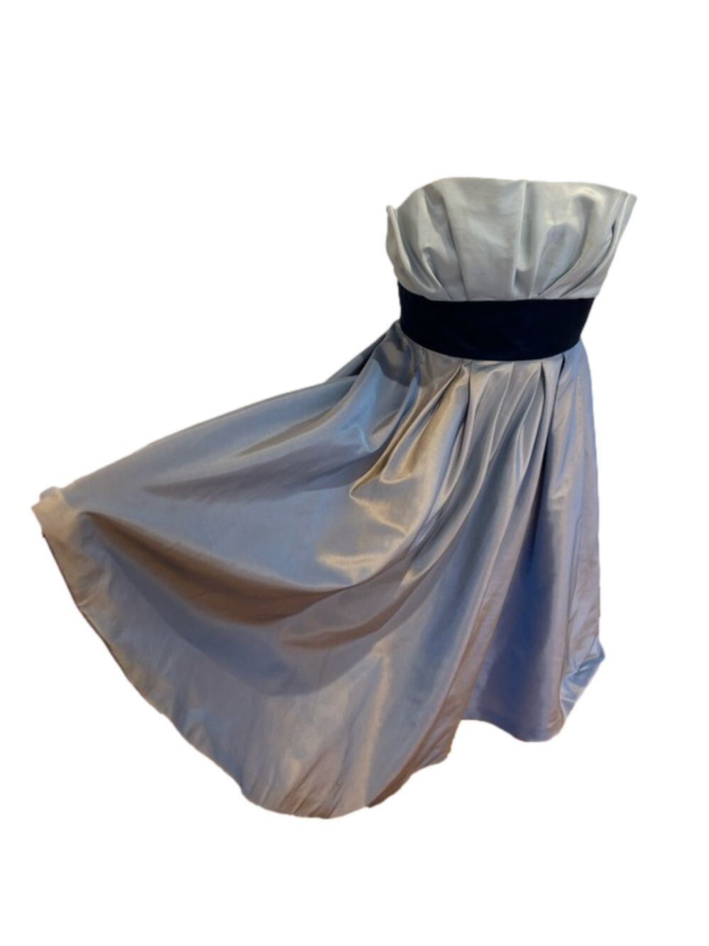 90s SILK VIVIENNE TAM STRAPLESS PLEATED BODICE TAFFETA DRESS FIT & FLARE SZ 6 - Picture 3 of 15